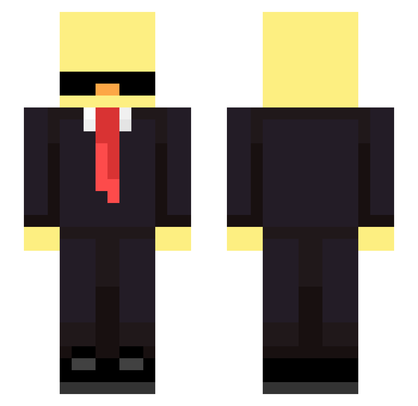 rufflenuffle Minecraft skin, front and back view
