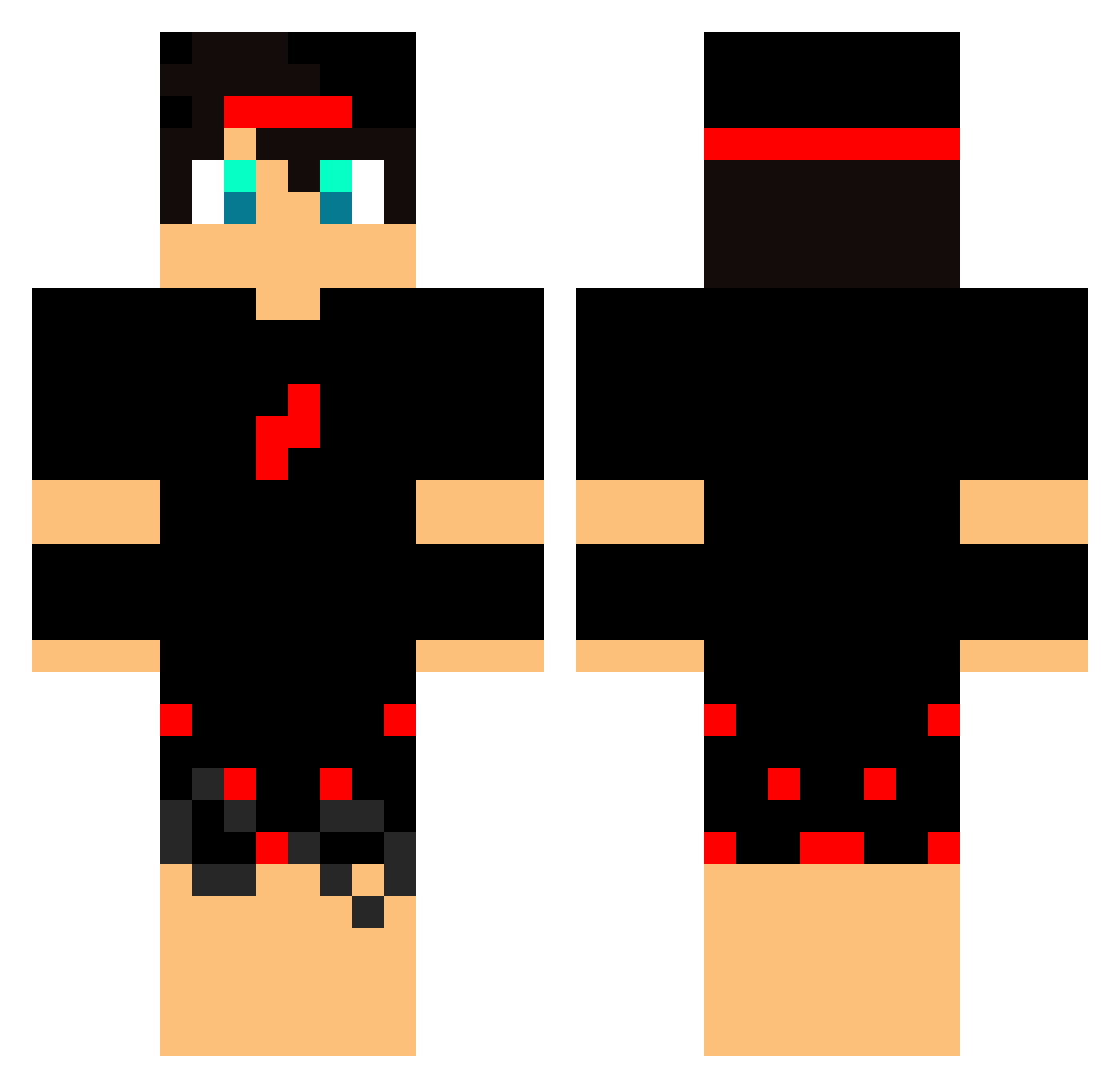 shut_ Minecraft skin, front and back view