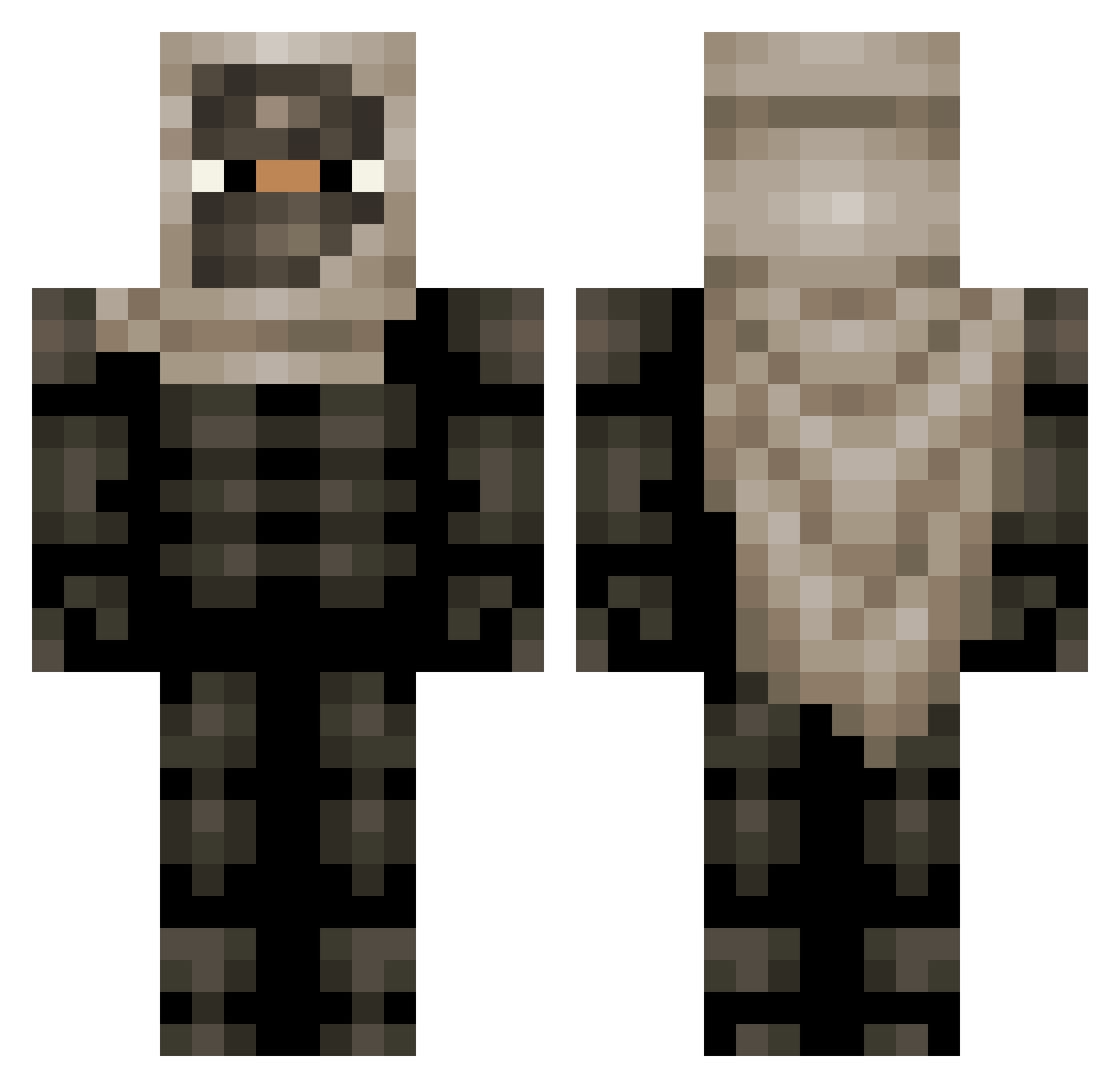 builtdiffferent Minecraft skin, front and back view