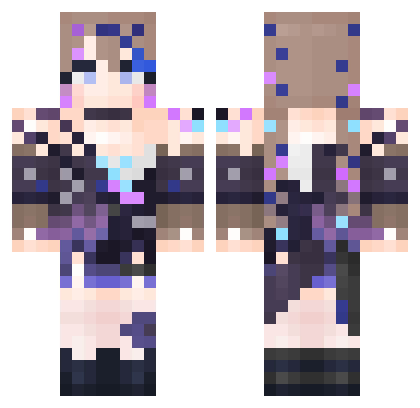 Stellive_canna Minecraft skin, front and back view