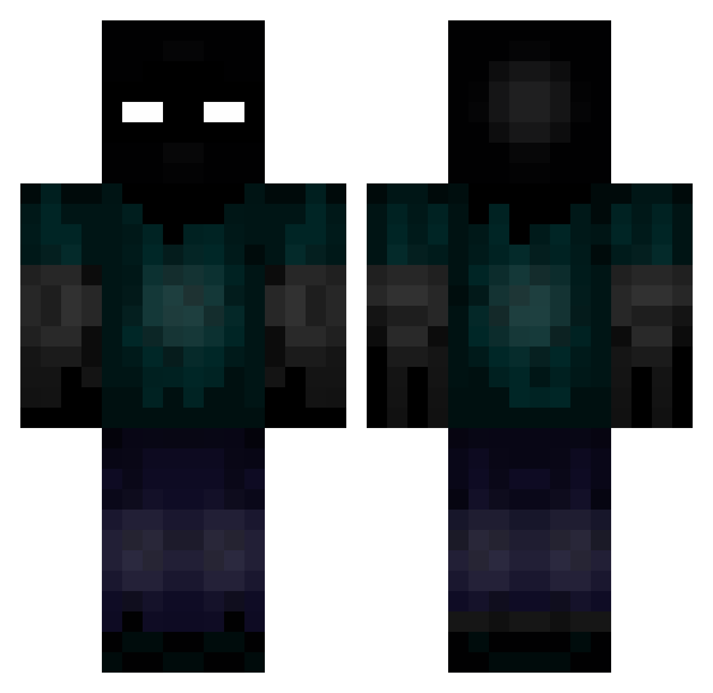 UVLite Minecraft skin, front and back view