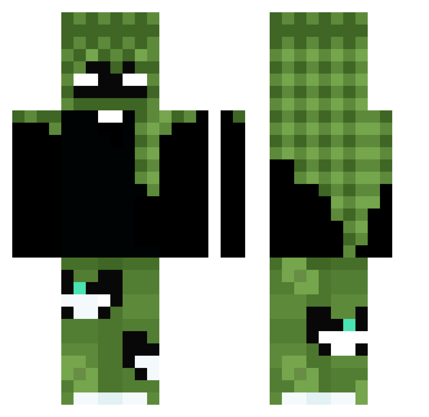 Invizas Minecraft skin, front and back view
