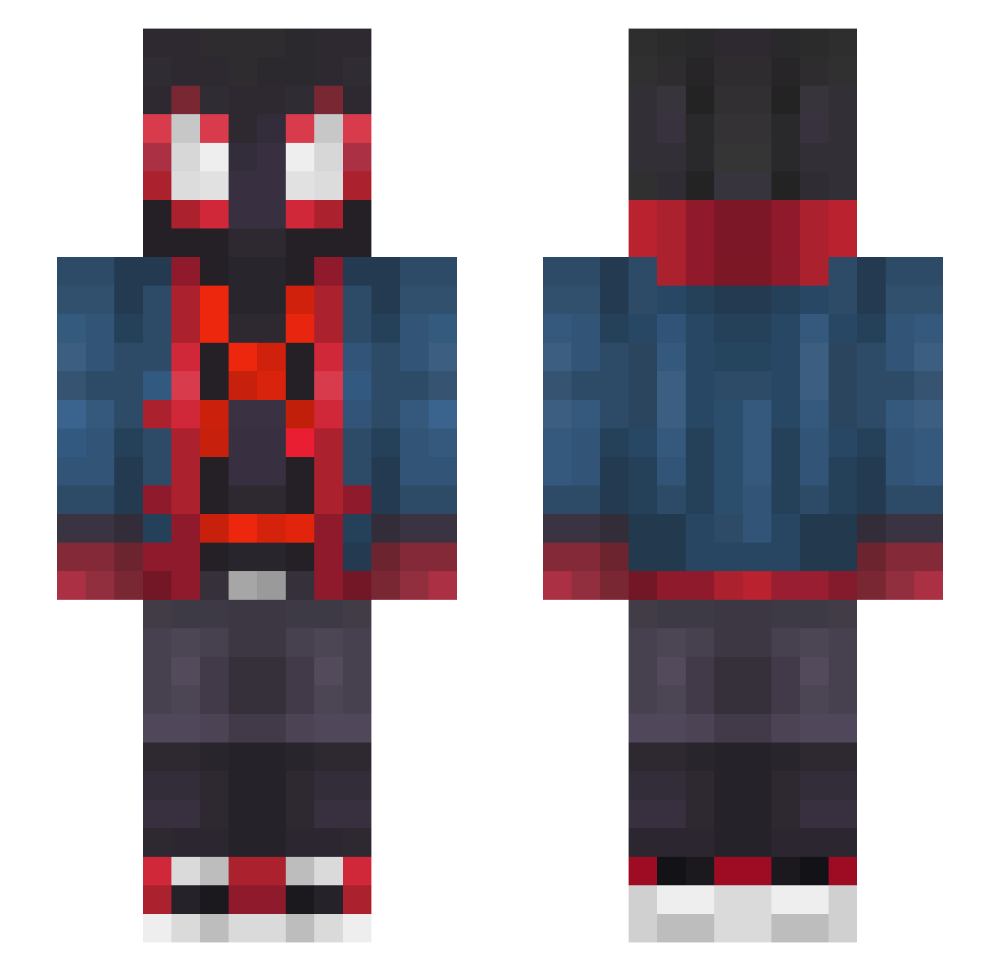 Dop31 Minecraft skin, front and back view