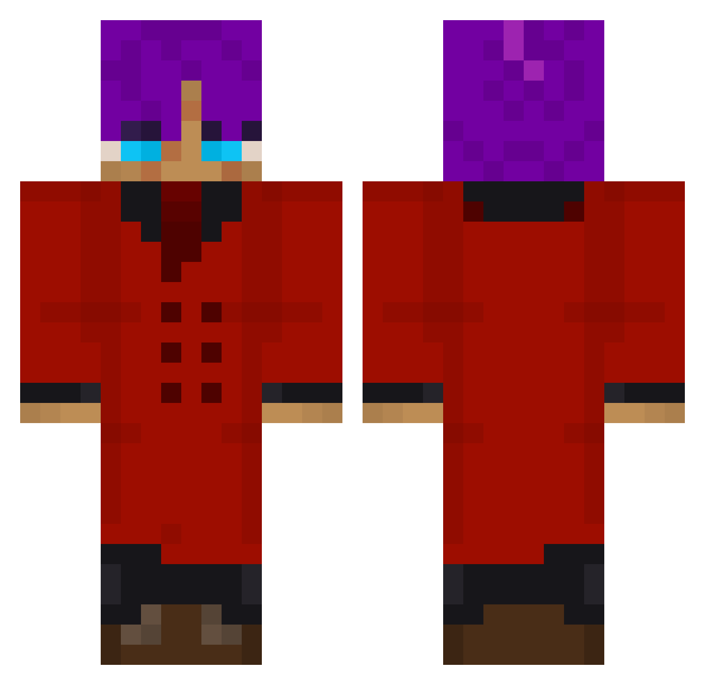 CattyMouse Minecraft skin, front and back view