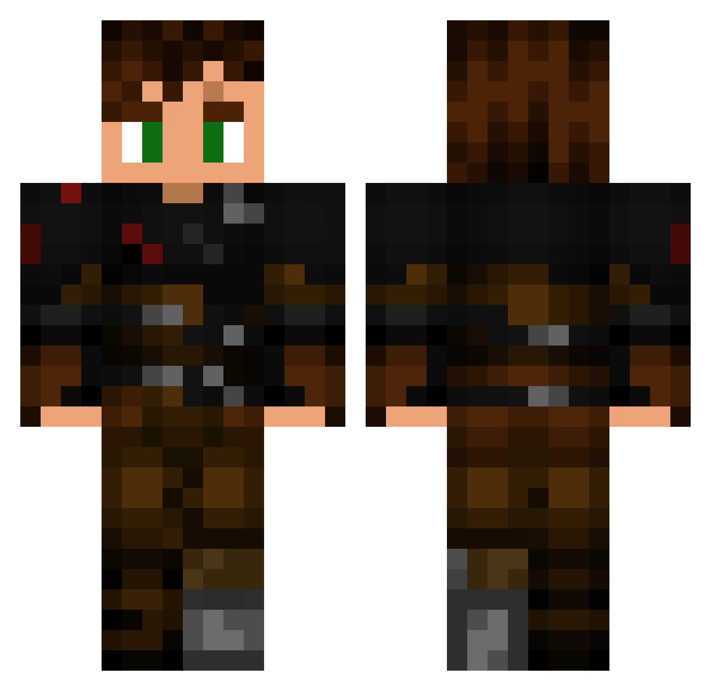 Leanbow Minecraft skin, front and back view