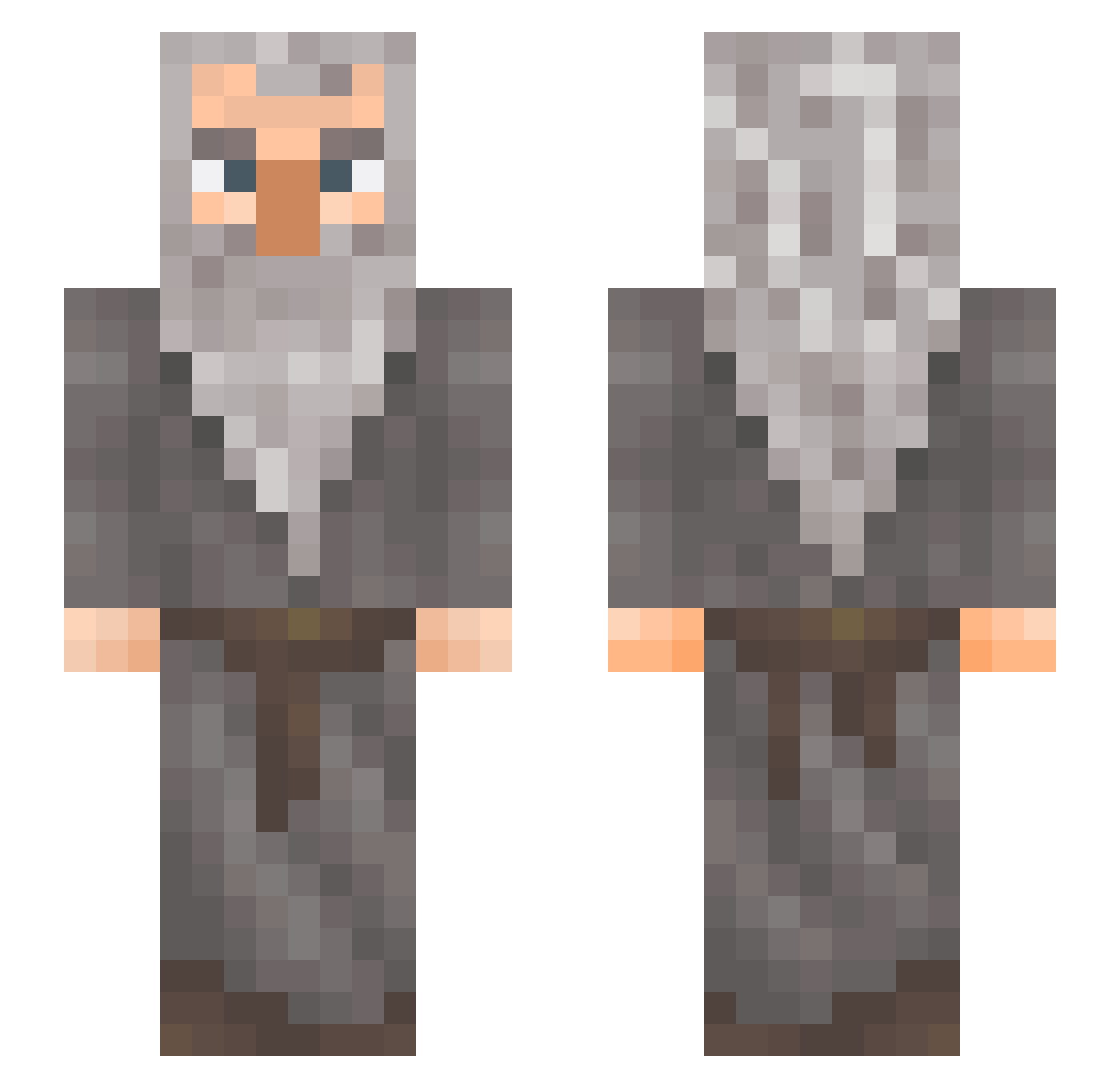 Gude Minecraft skin, front and back view
