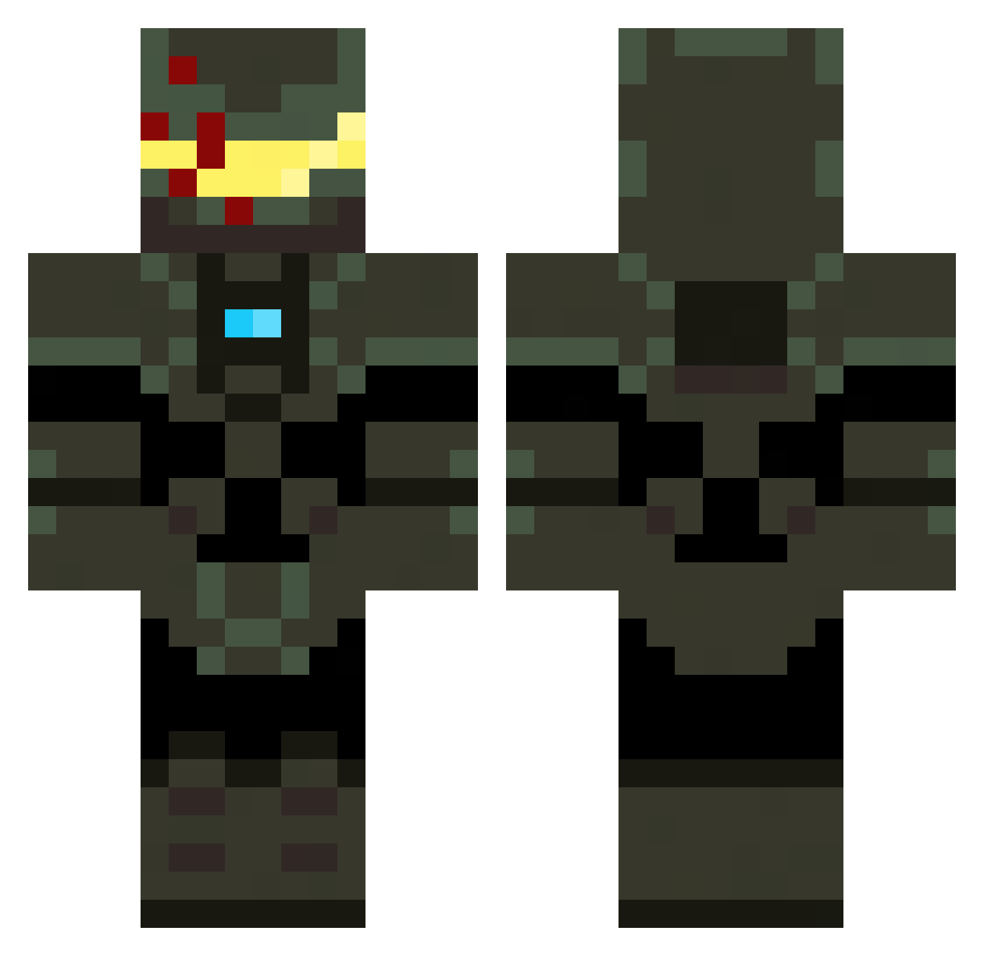 pligzx Minecraft skin, front and back view