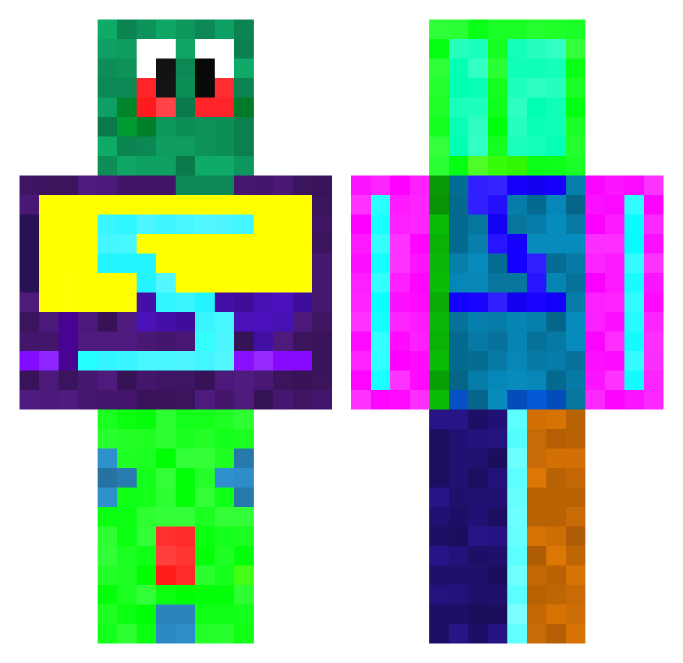 PopAndPop2 Minecraft skin, front and back view