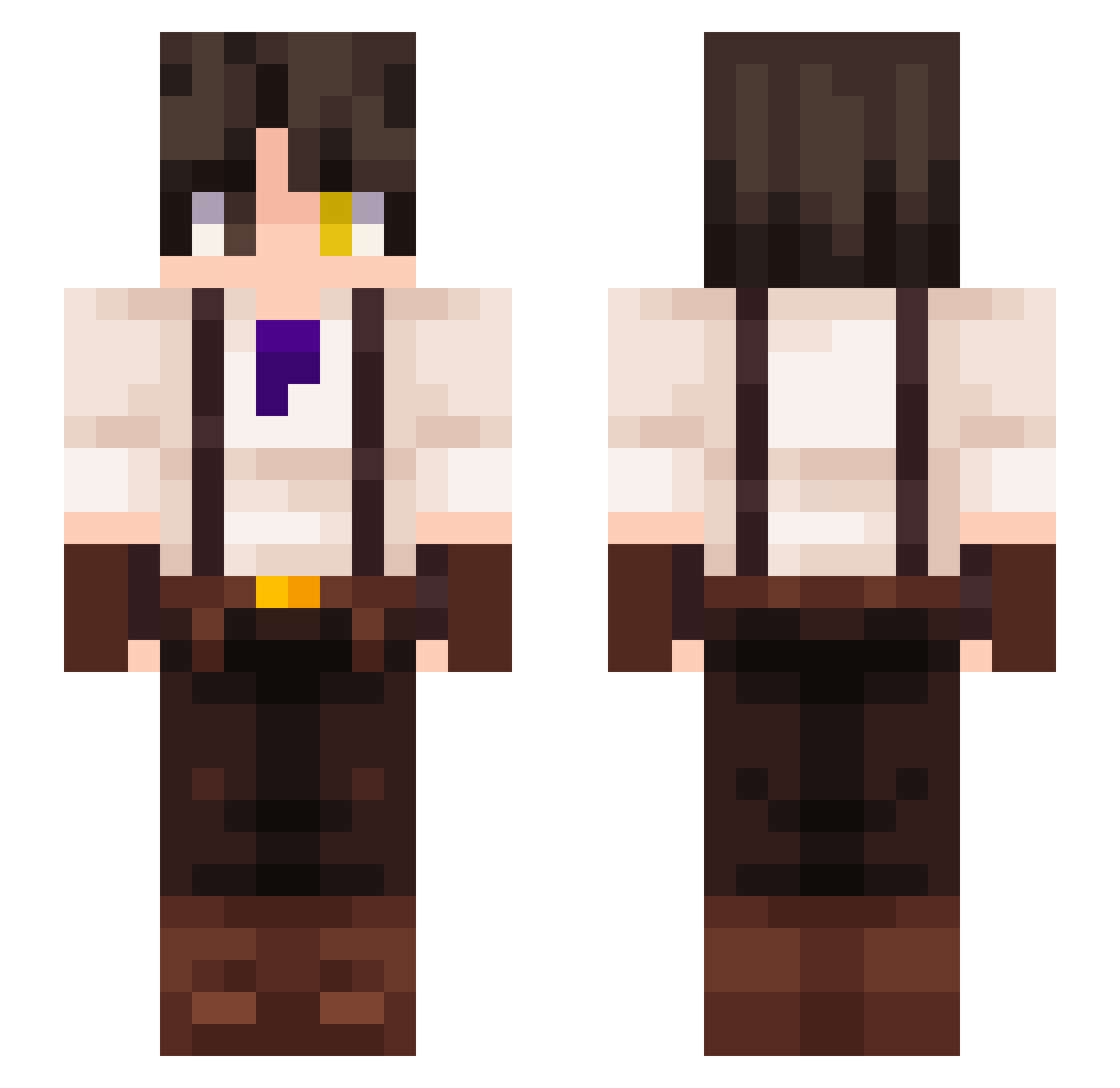 FlameBoizin Minecraft skin, front and back view