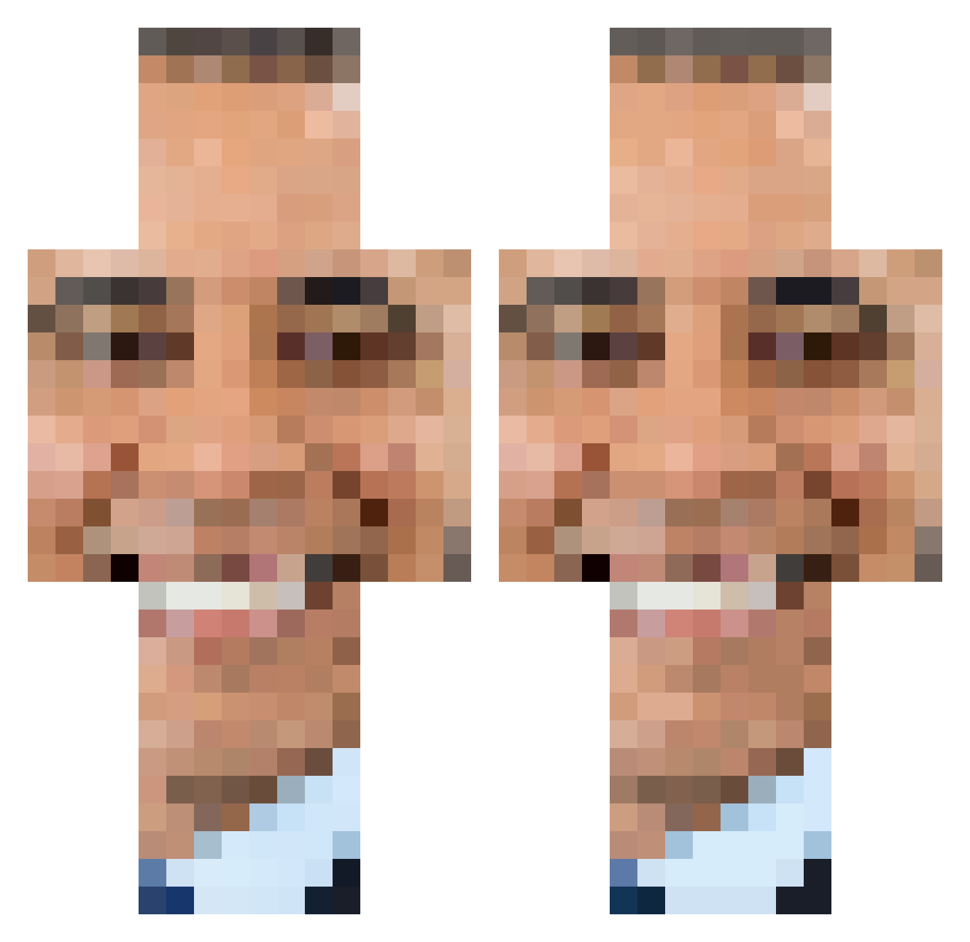 jjwebster Minecraft skin, front and back view