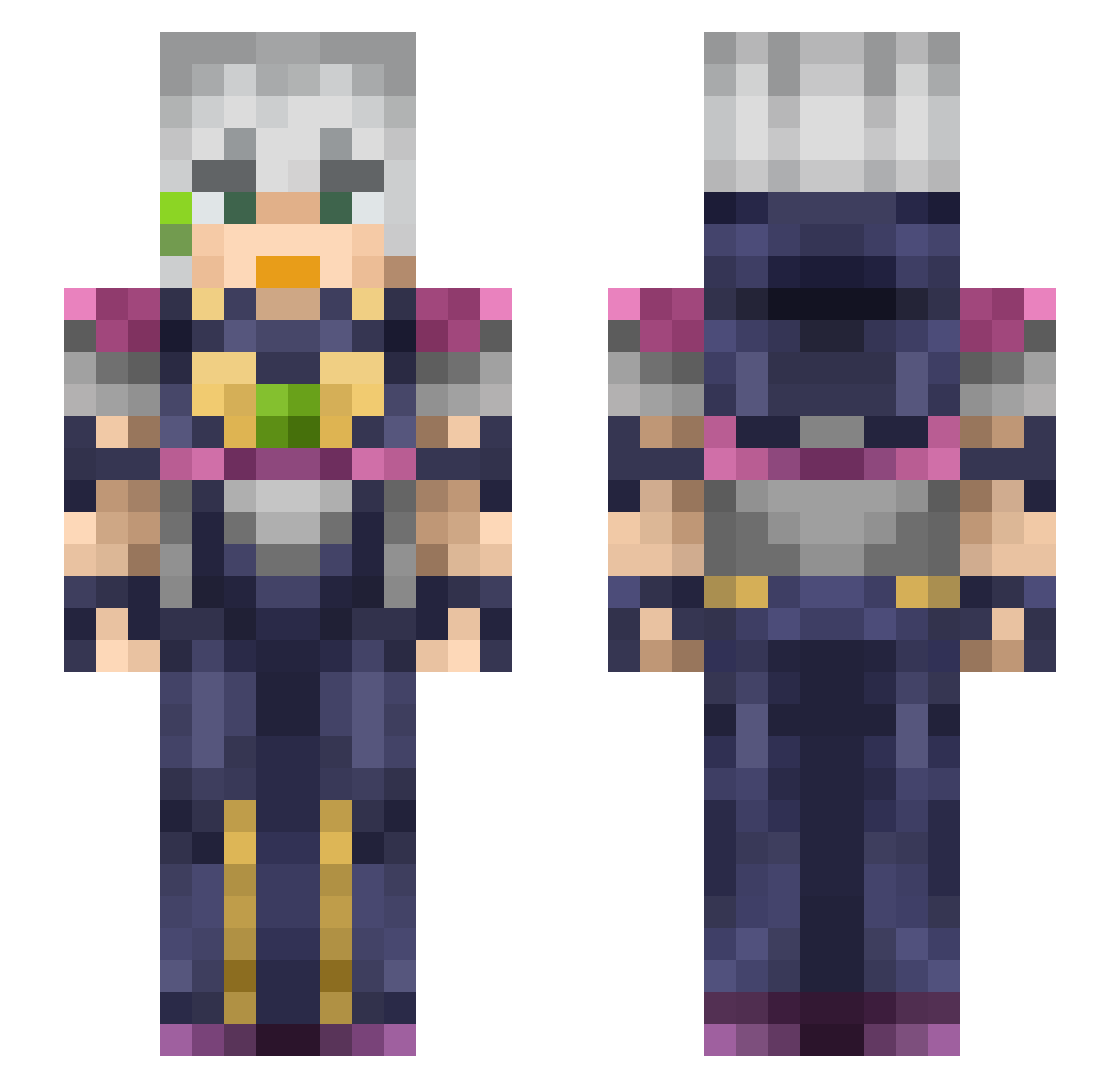Zeoshock Minecraft skin, front and back view