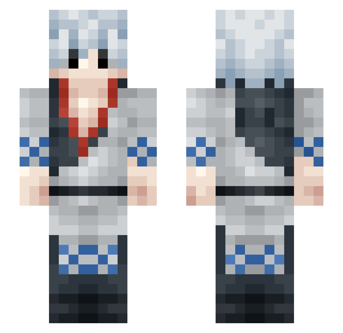 Eggzo0 Minecraft skin, front and back view