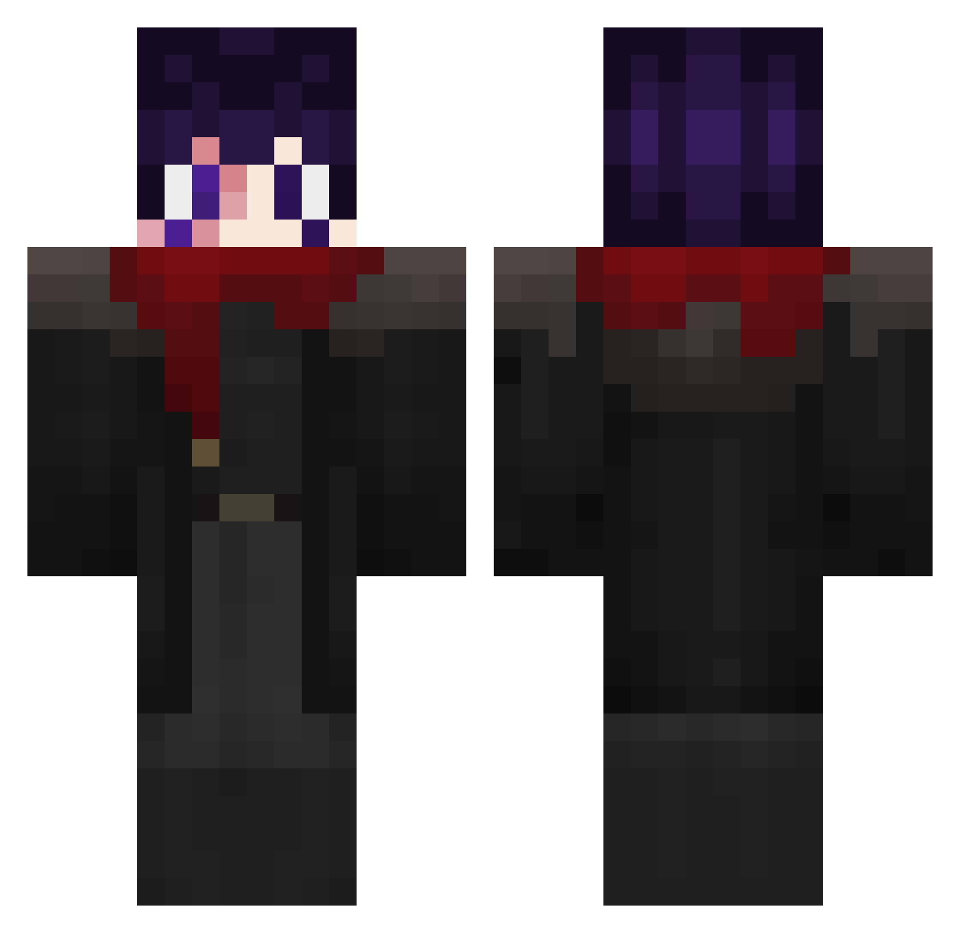 Deadliii Minecraft skin, front and back view