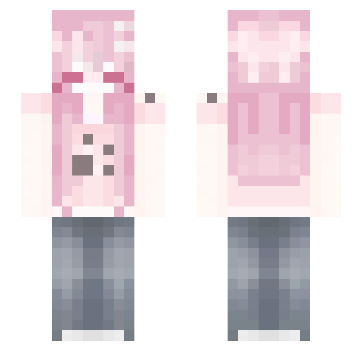 Luciianini Minecraft skin, front and back view