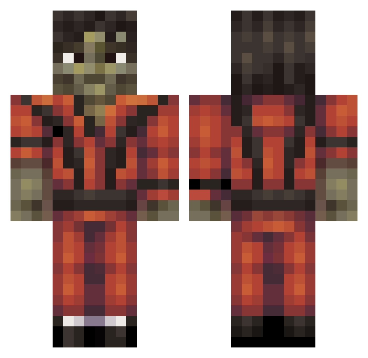 FiriTheKing Minecraft skin, front and back view