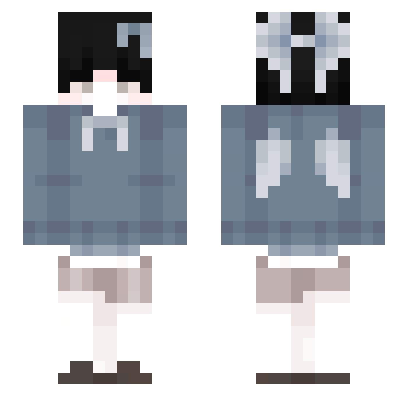 DiamondBoiX Minecraft skin, front and back view