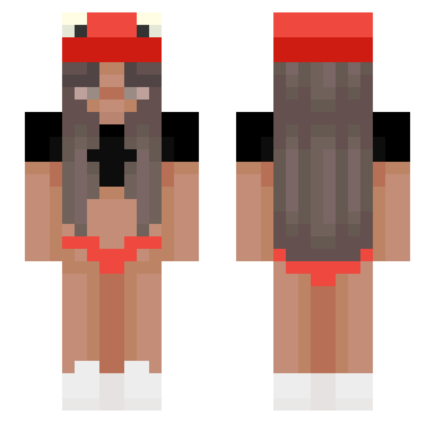 Misinformative Minecraft skin, front and back view
