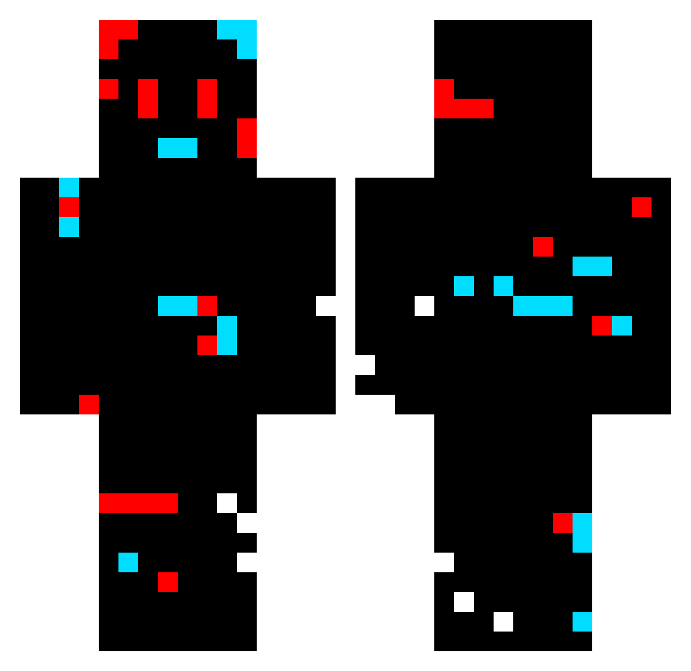 WOO_TTY Minecraft skin, front and back view