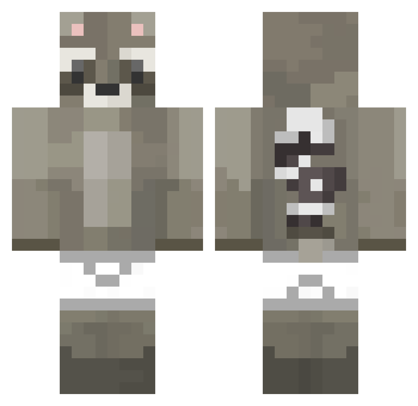 UnShift Minecraft skin, front and back view