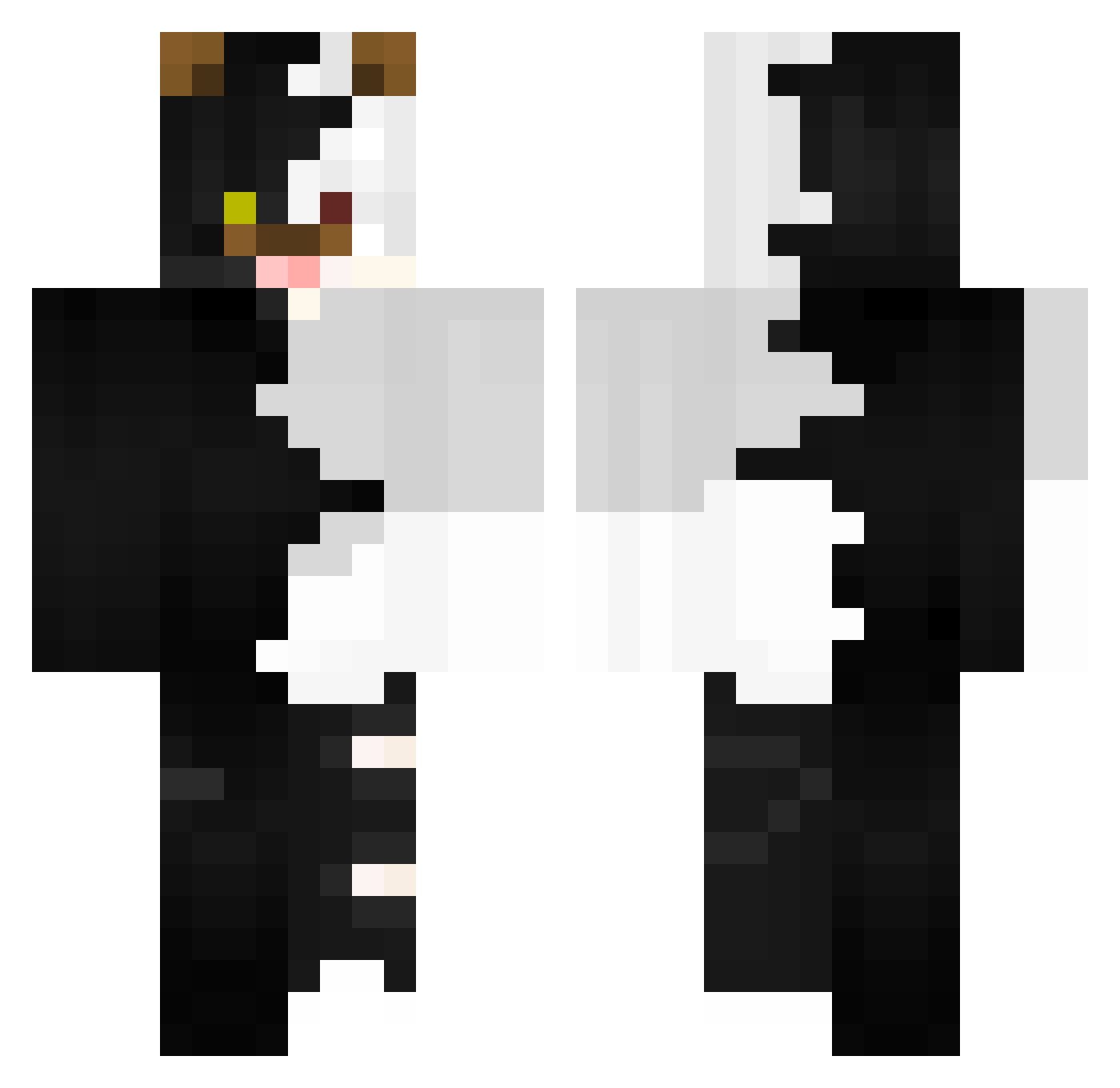 Defamation Minecraft skin, front and back view