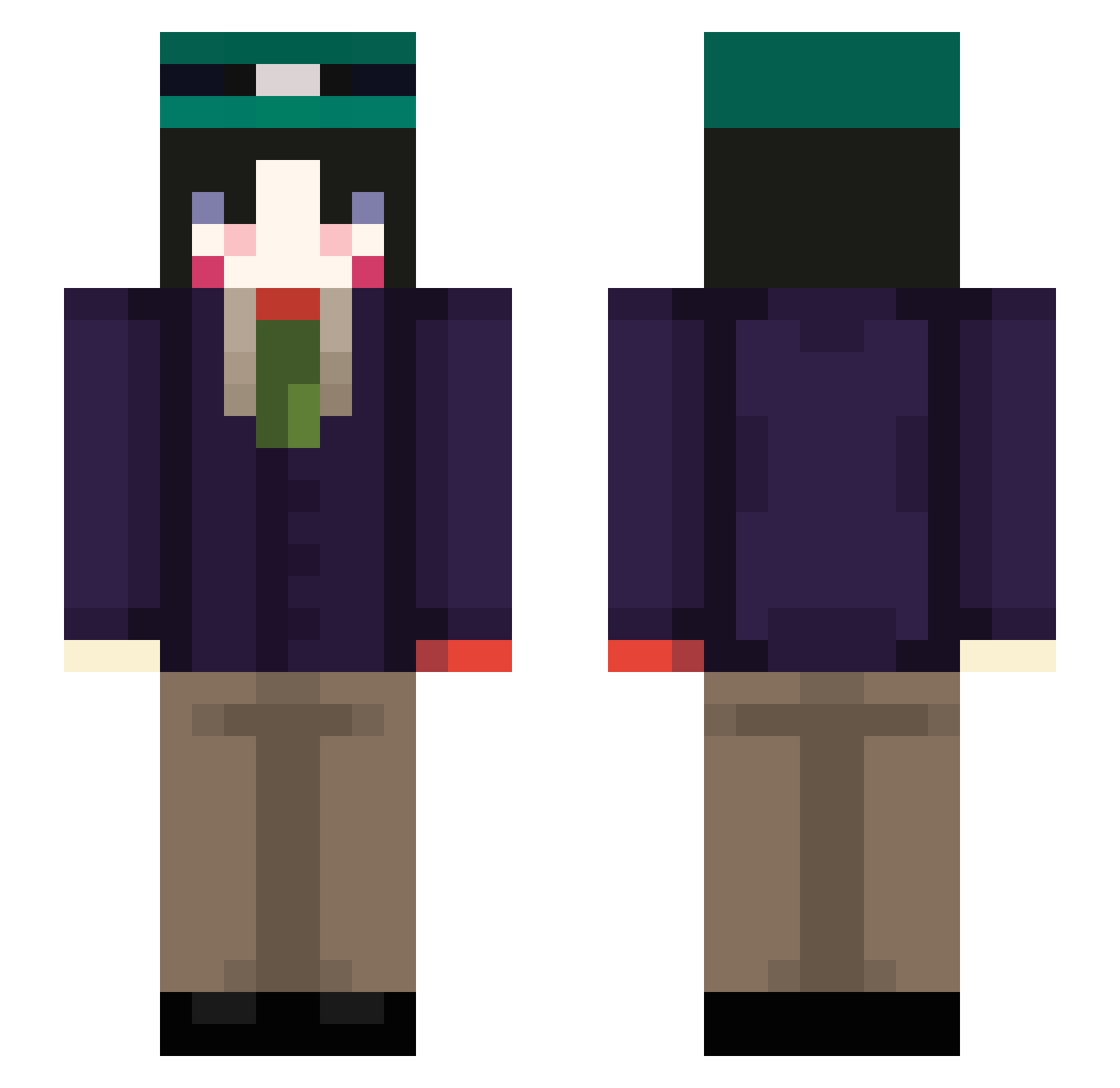 Narih Minecraft skin, front and back view