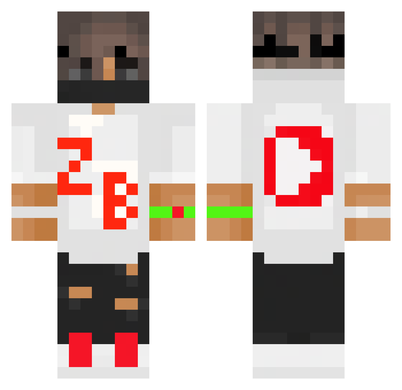 ZoidBoii Minecraft skin, front and back view