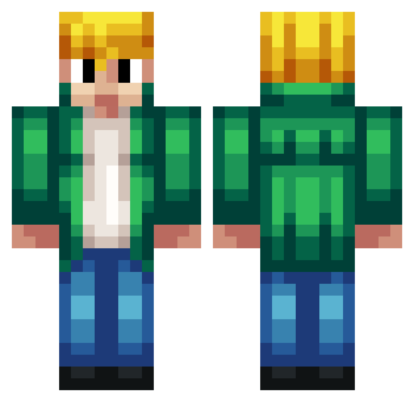 PwrRanga Minecraft skin, front and back view