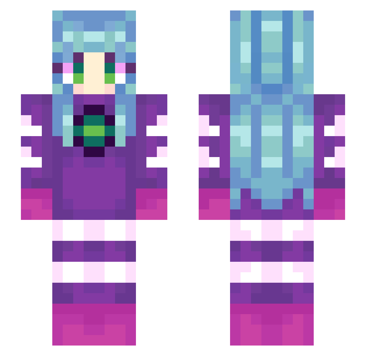 ClicheChloe Minecraft skin, front and back view