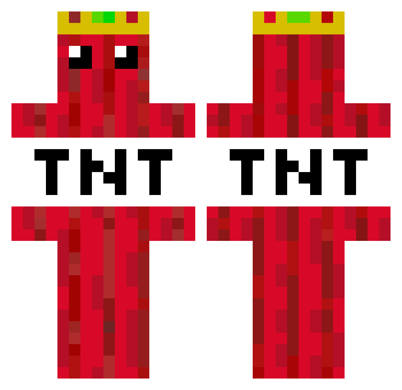 ReallyRedTNT Minecraft skin, front and back view