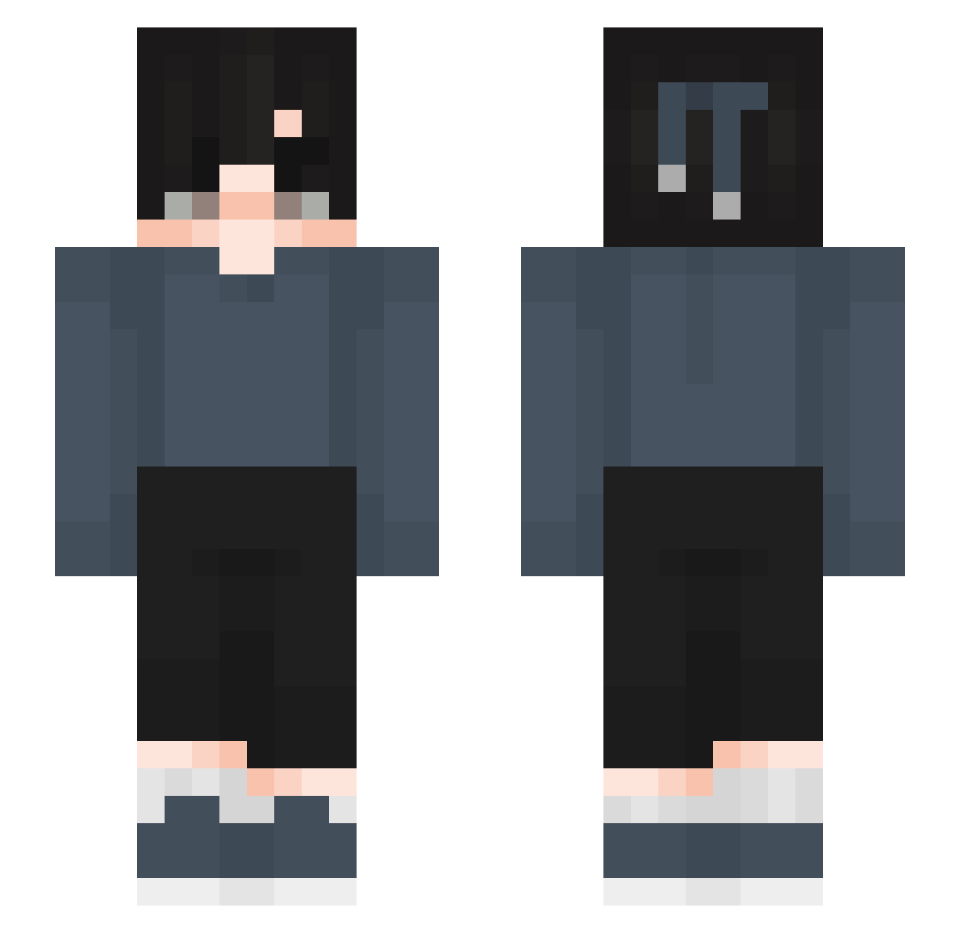 Plvayz Minecraft skin, front and back view