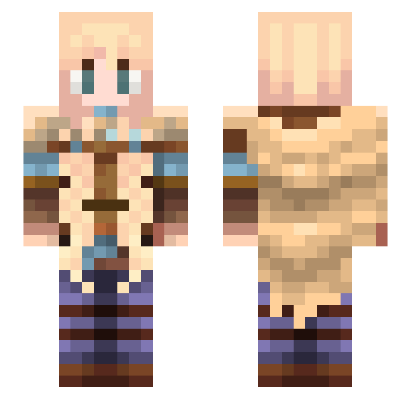sweetcaic Minecraft skin, front and back view