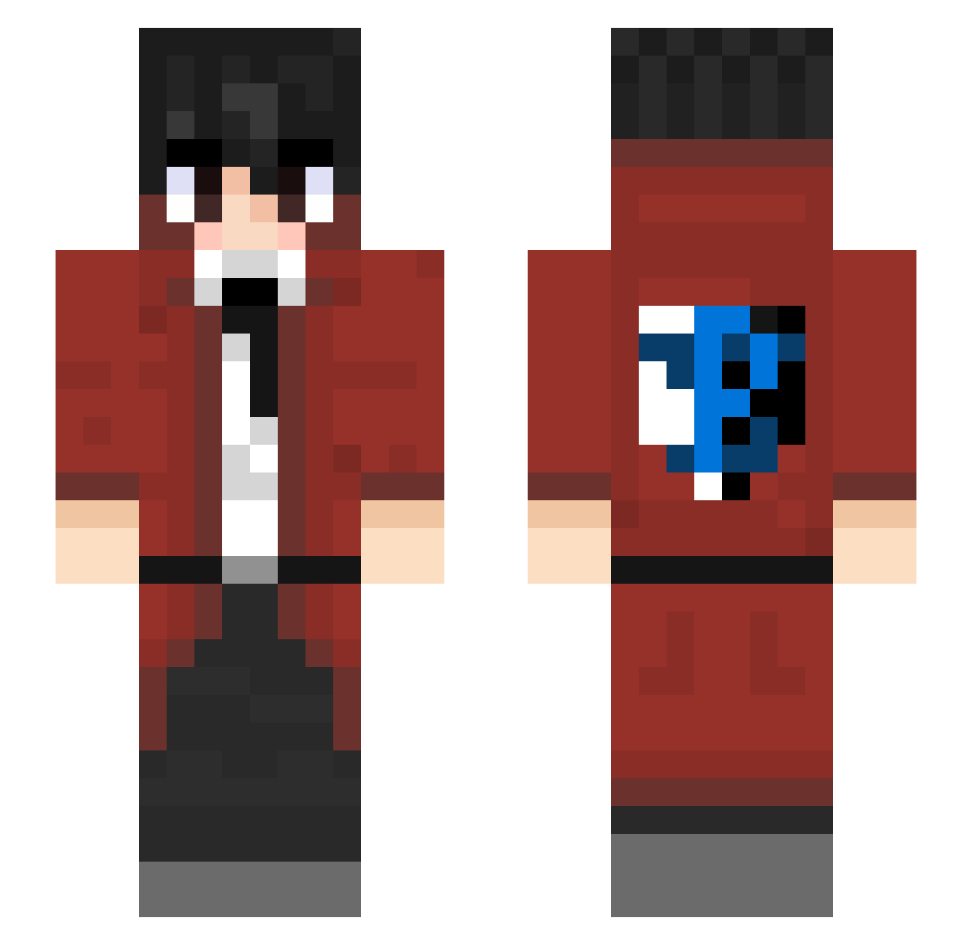 Yam_666 Minecraft skin, front and back view