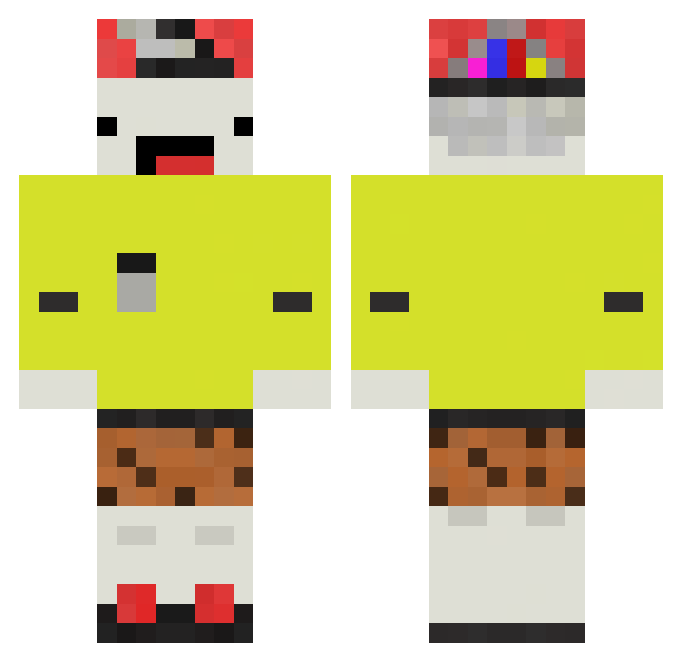 Bruours Minecraft skin, front and back view