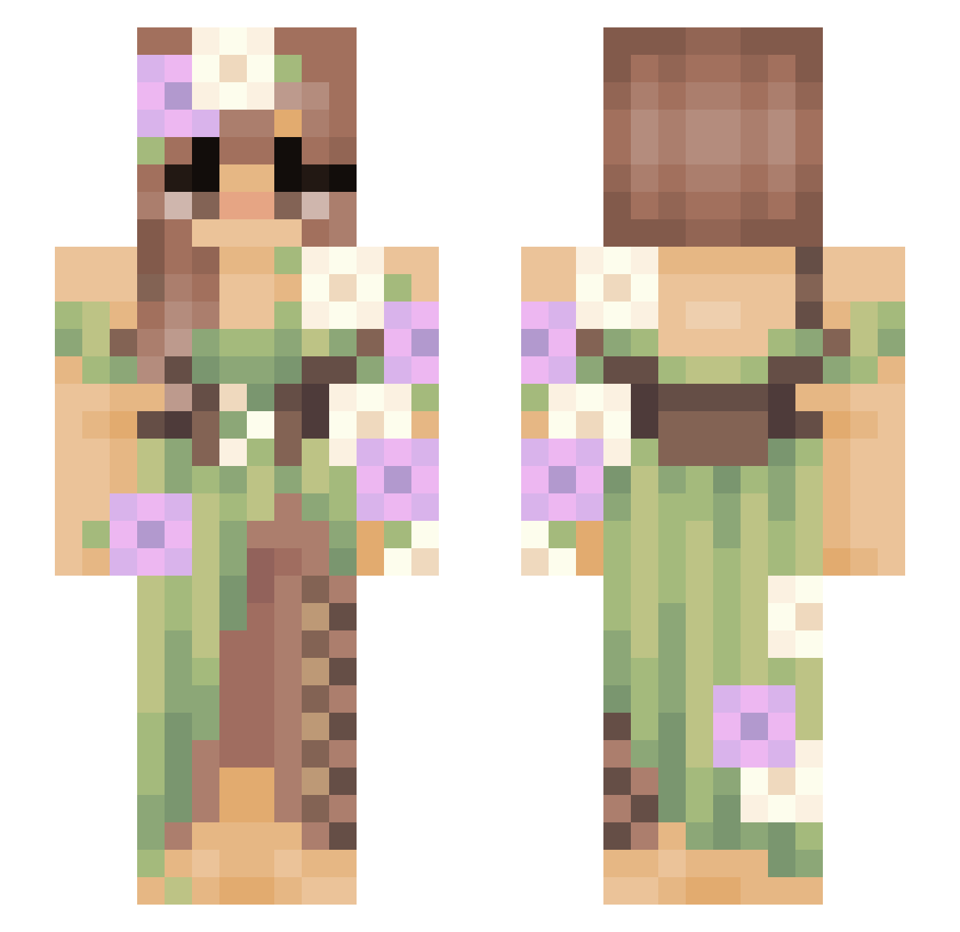 Rauria Minecraft skin, front and back view
