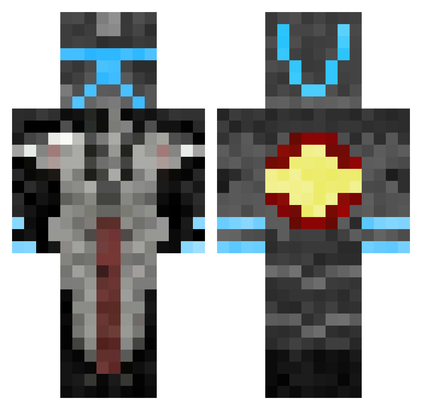 Venator_Vortex Minecraft skin, front and back view