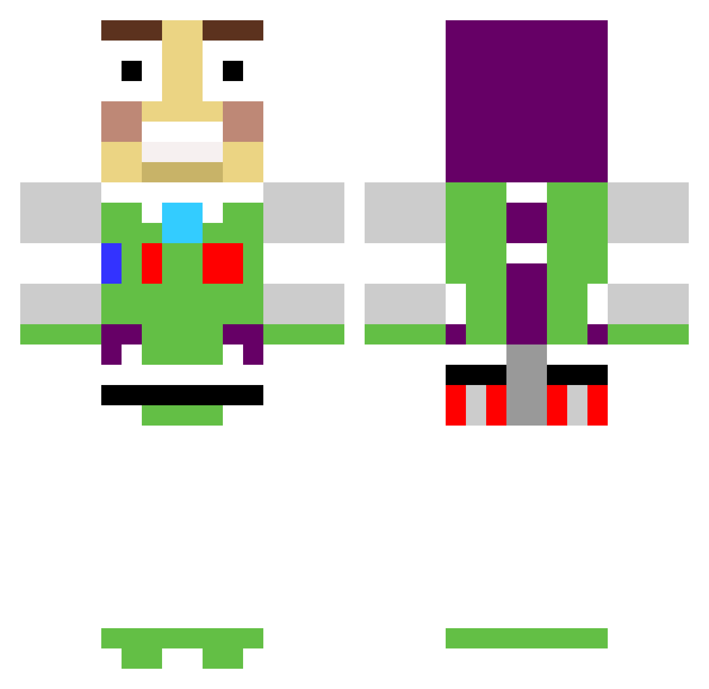 Thruster Minecraft skin, front and back view