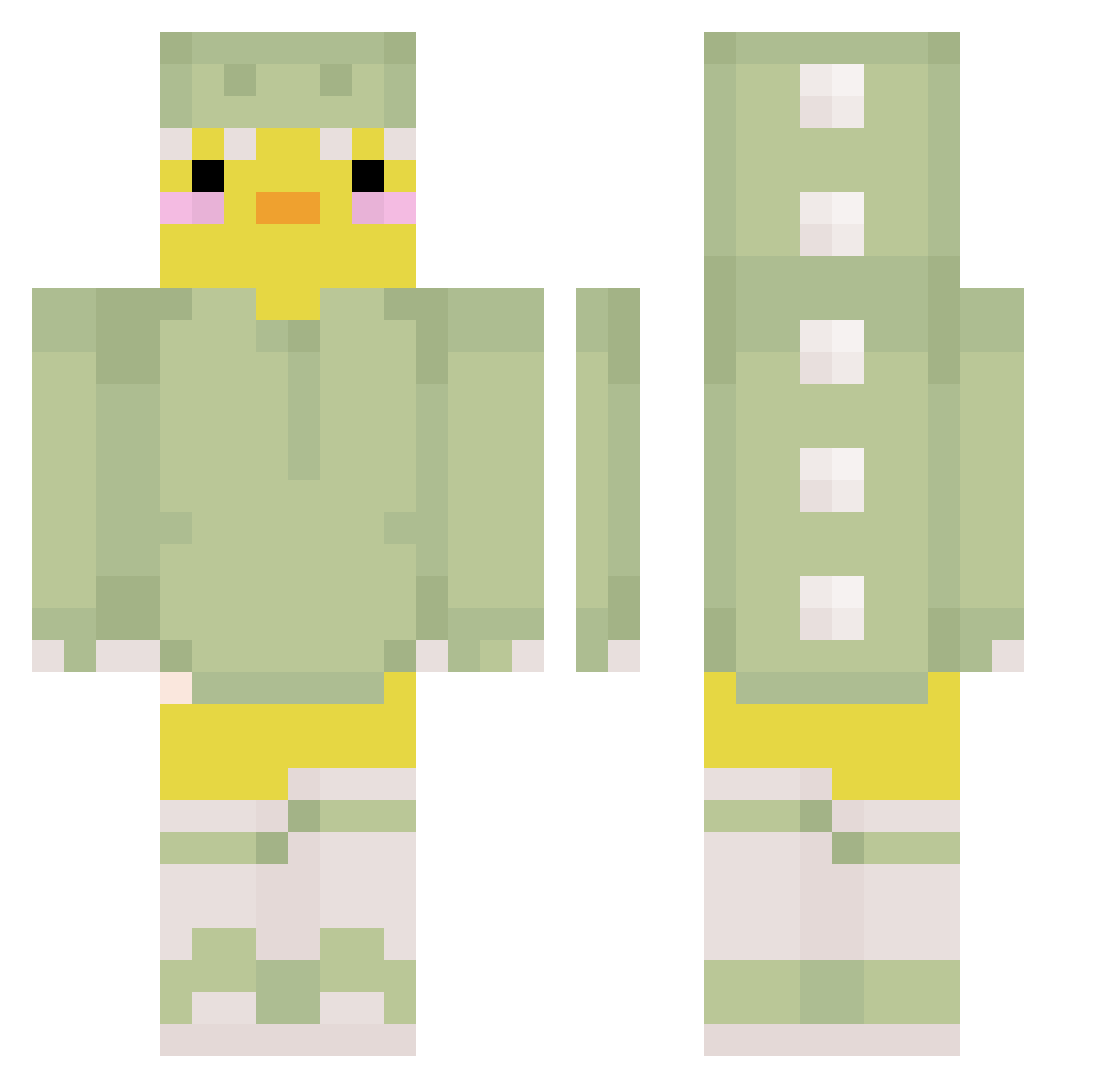 Finonotdino Minecraft skin, front and back view