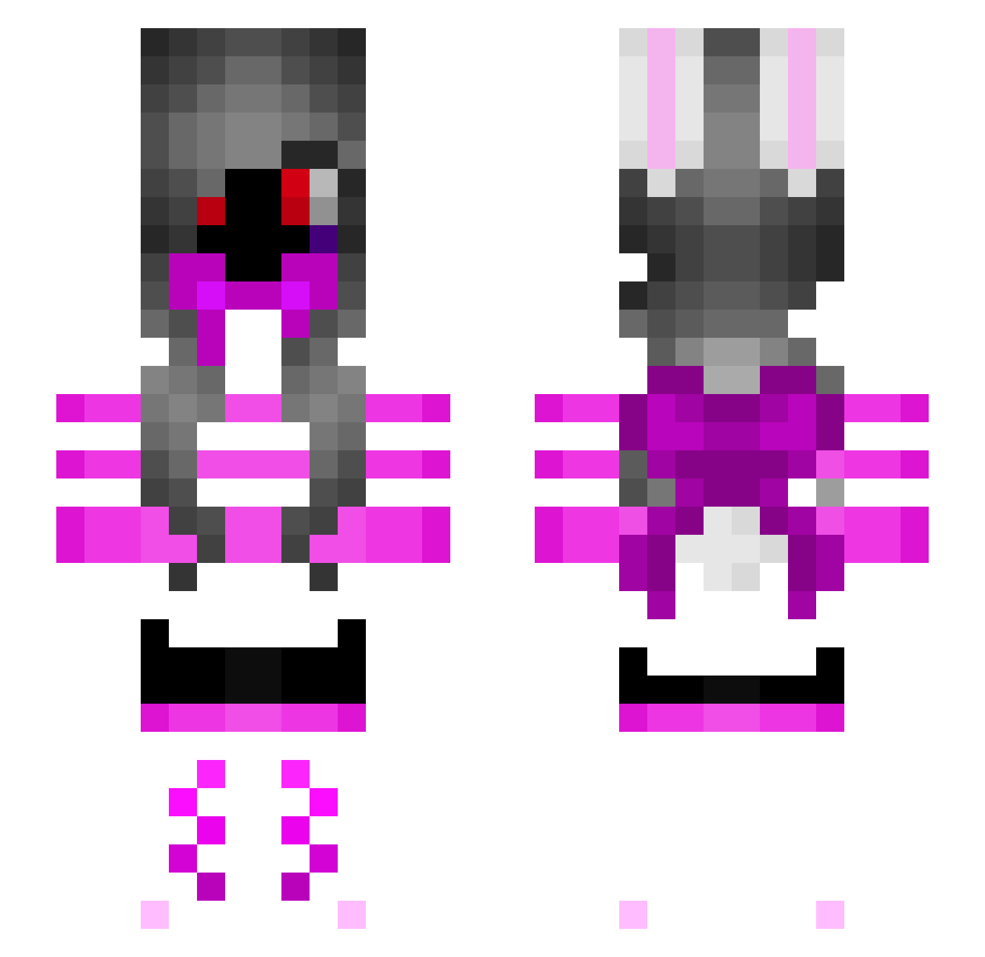 CometHeart Minecraft skin, front and back view