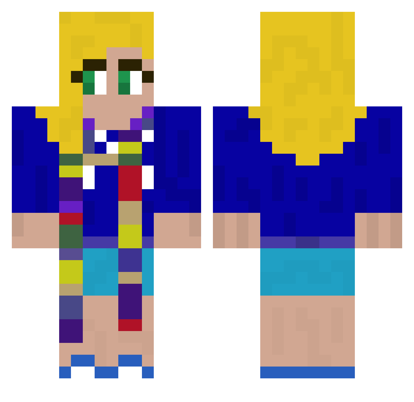 Shebean Minecraft skin, front and back view