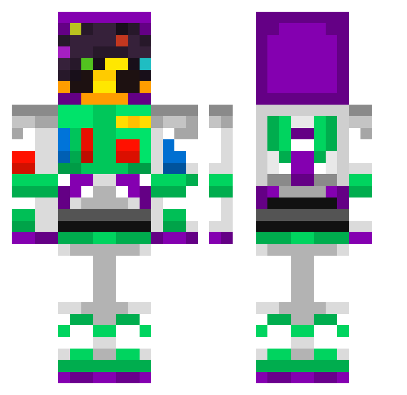 3M44N Minecraft skin, front and back view