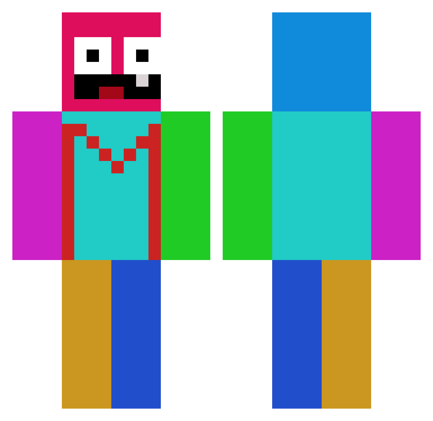 BaWorm Minecraft skin, front and back view