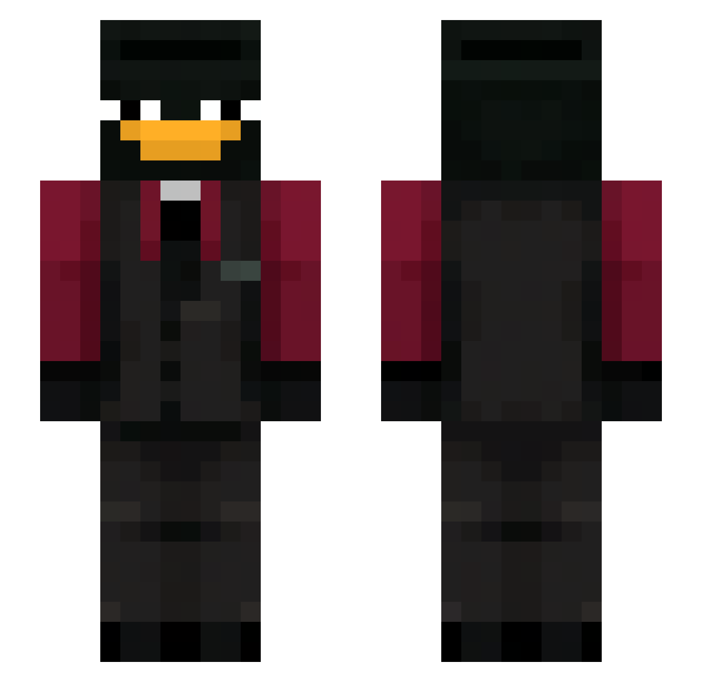 OliveNoire Minecraft skin, front and back view