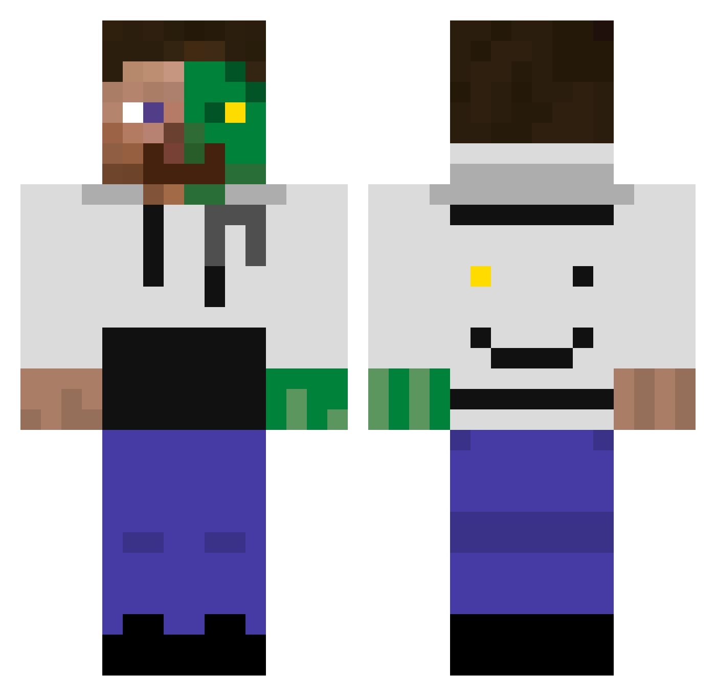 TeisXDS Minecraft skin, front and back view