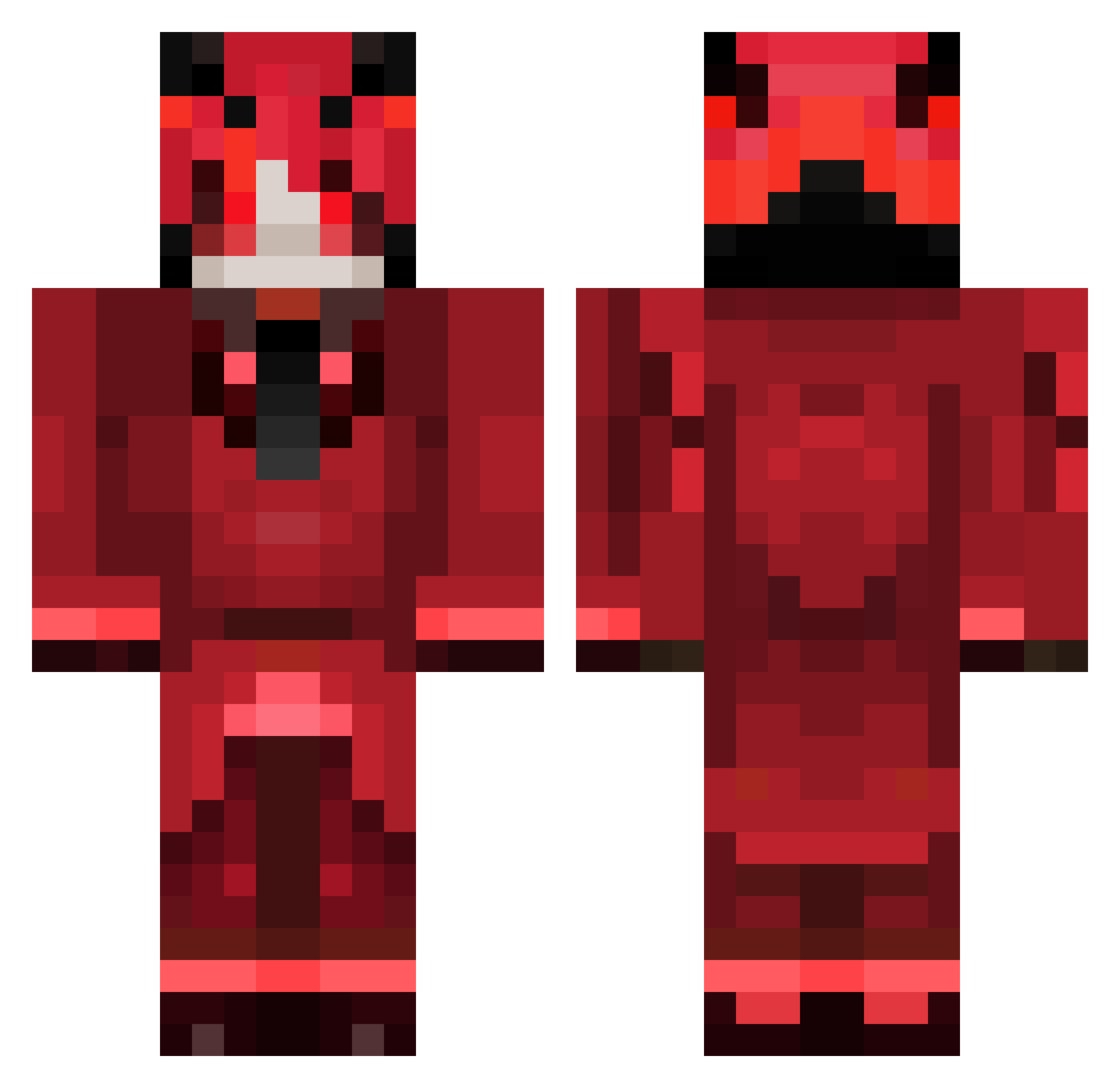 Merlot48 Minecraft skin, front and back view