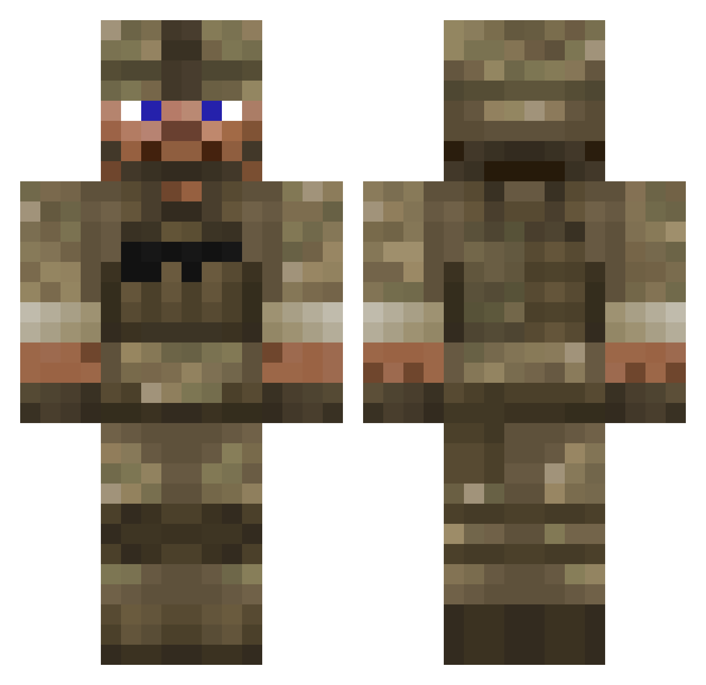 Nurpf Minecraft skin, front and back view