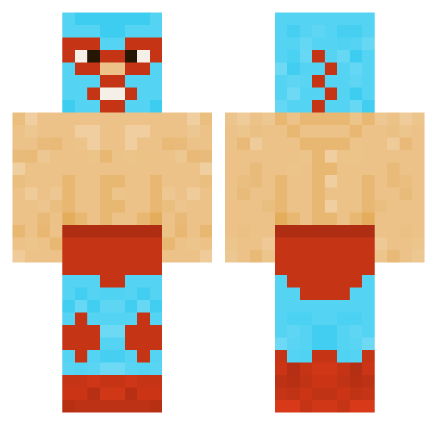 AgitatedSloth Minecraft skin, front and back view