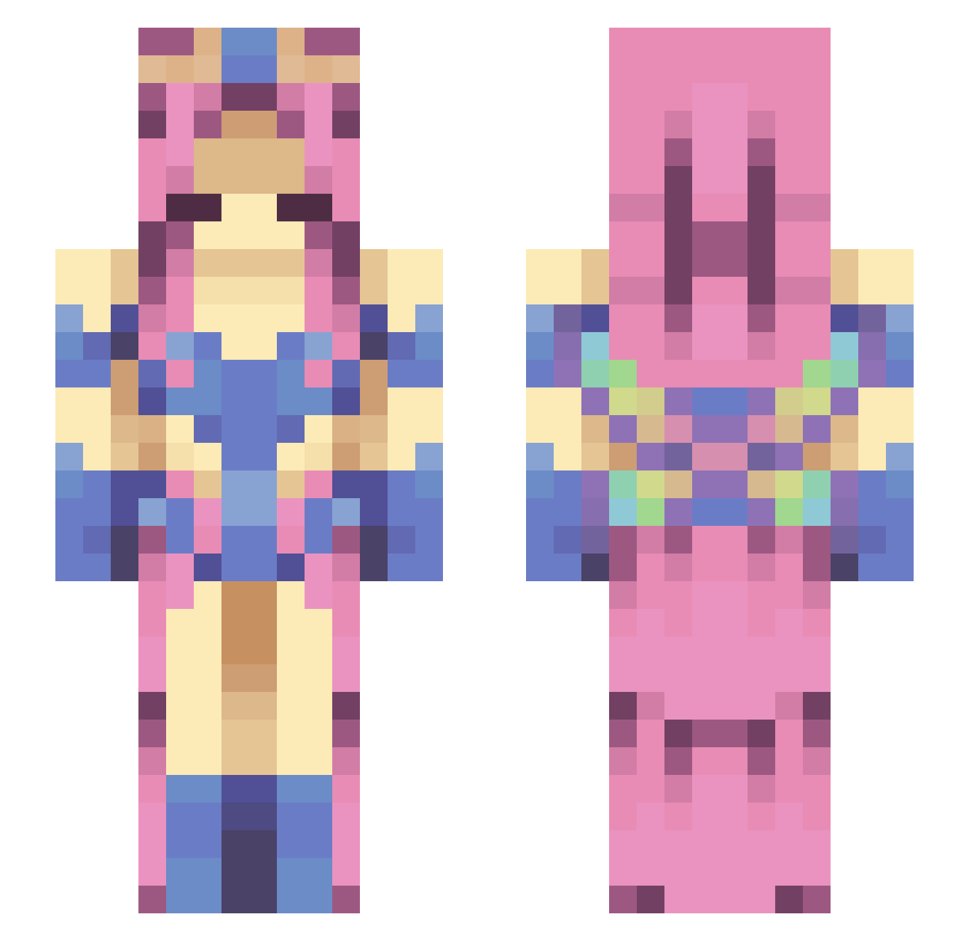 jjestin Minecraft skin, front and back view