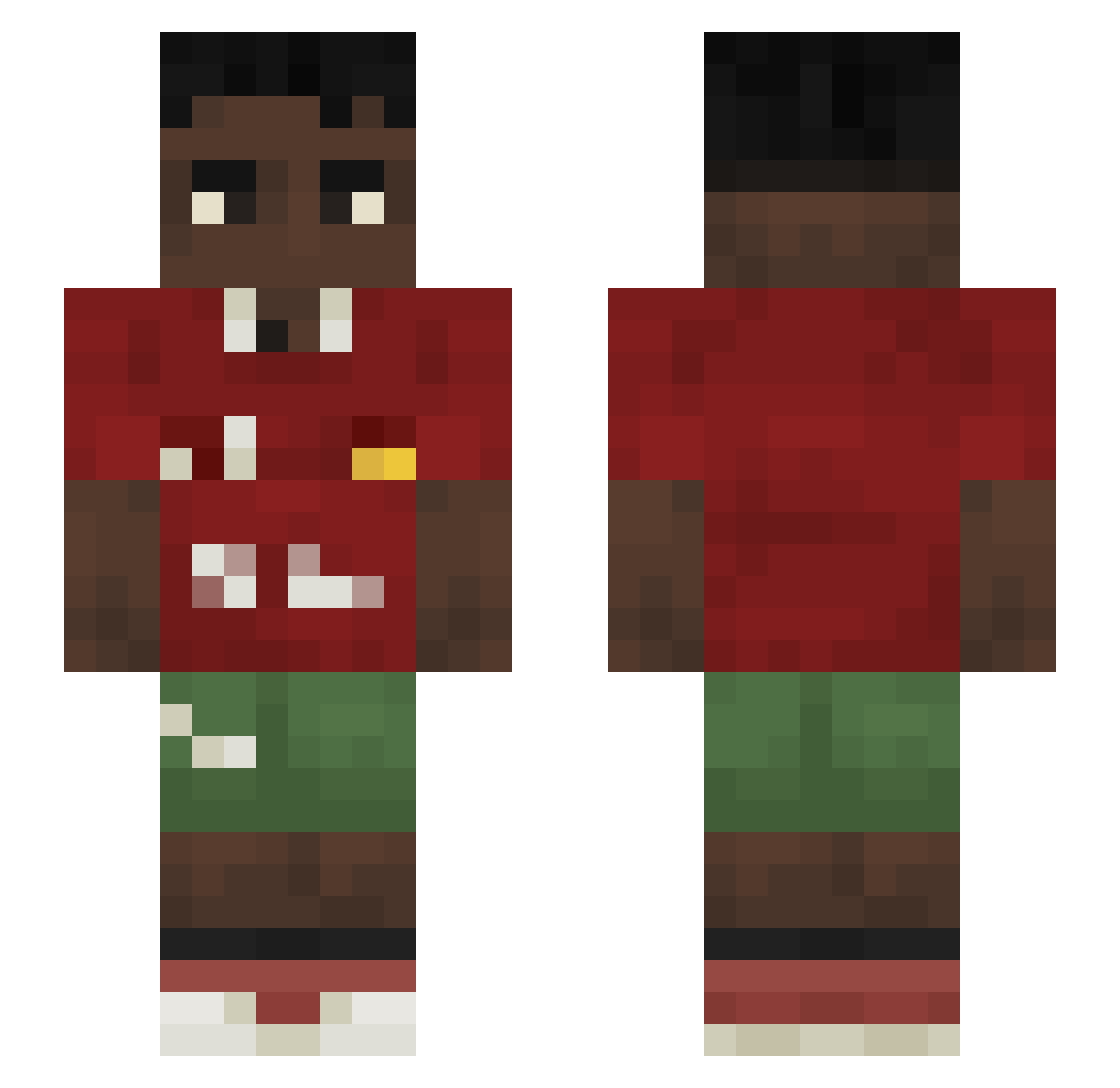 NQRMYX Minecraft skin, front and back view