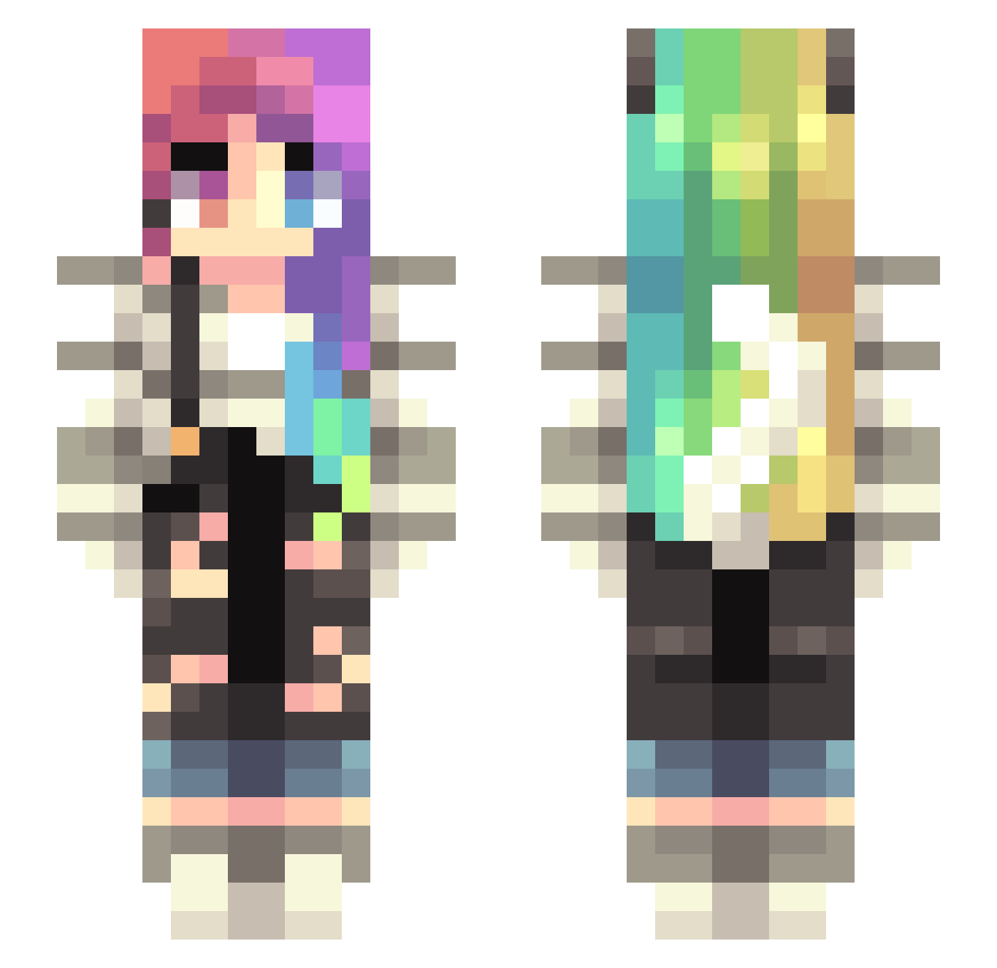 Washers Minecraft skin, front and back view