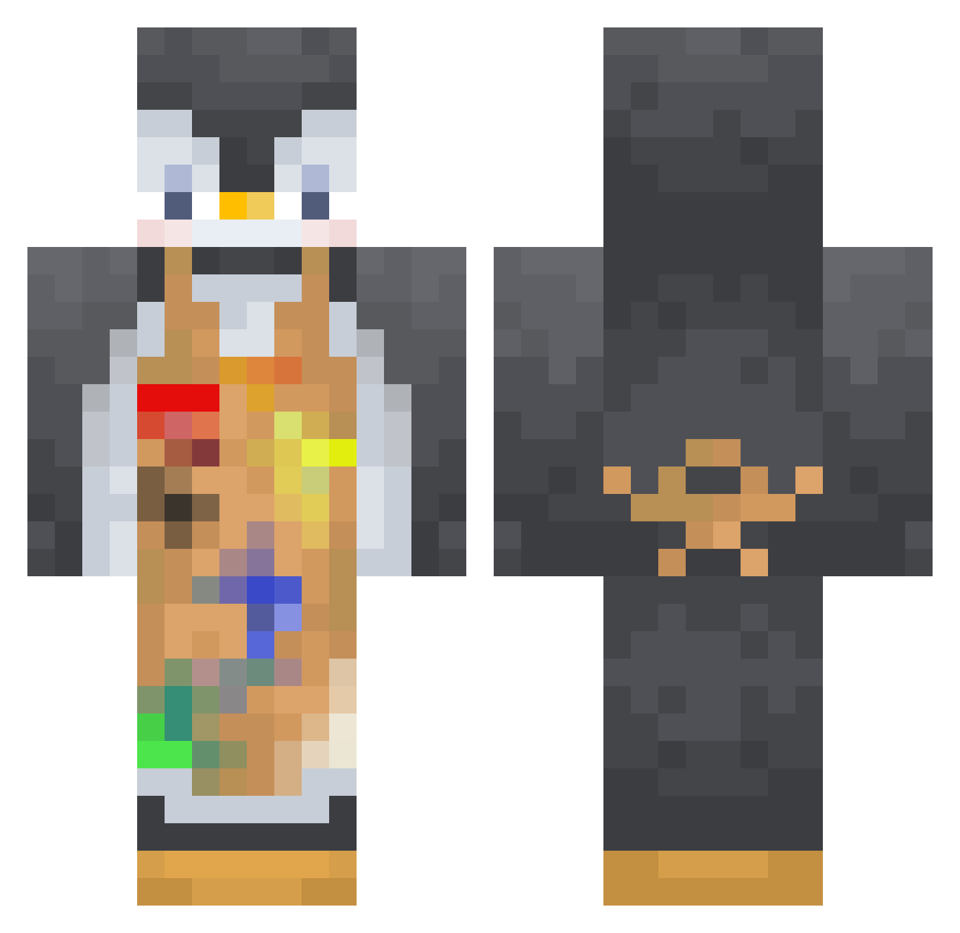 skmobuilds Minecraft skin, front and back view